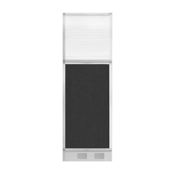 Hush Panel Configurable Cubicle Partition 2' x 6' Black Fabric Clear Fluted Window w/ Cable Channel